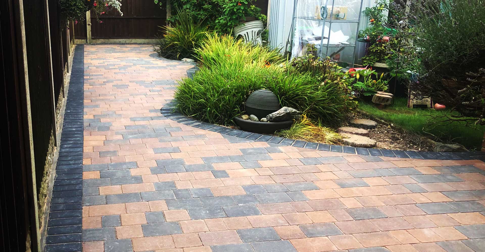 Completed cobble paving patio birmingham